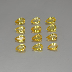 天然黄金色蓝宝石，梨形，4.9×3毫米，VVS-VS