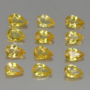 天然黄金色蓝宝石，梨形，4.9×3毫米，VVS-VS