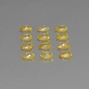 天然黄金色蓝宝石，梨形，4.9×3毫米，VVS-VS