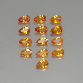 3.77天然橙色蓝宝石，梨形，5.2×2.9毫米，VVS-VS