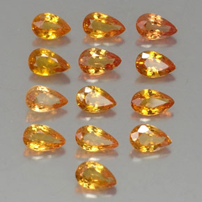 3.77天然橙色蓝宝石，梨形，5.2×2.9毫米，VVS-VS