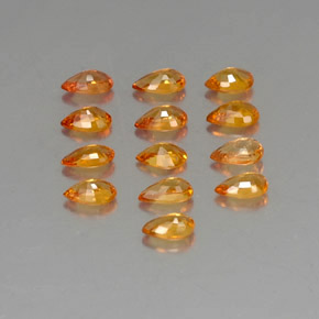 3.77天然橙色蓝宝石，梨形，5.2×2.9毫米，VVS-VS