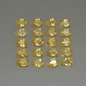 天然黄金色蓝宝石，梨形，4.9×3.1毫米，VVS-VS