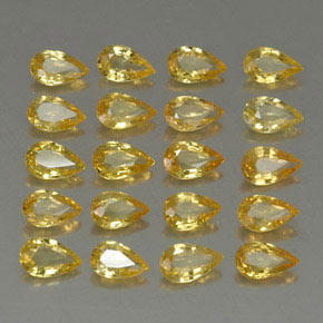 天然黄金色蓝宝石，梨形，4.9×3.1毫米，VVS-VS