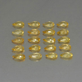 天然黄金色蓝宝石，梨形，4.9×3.1毫米，VVS-VS