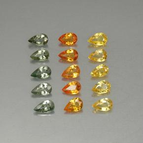 3.72天然多色蓝宝石，梨形，5.1×3毫米，VVS-VS