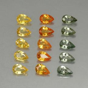 3.72天然多色蓝宝石，梨形，5.1×3毫米，VVS-VS