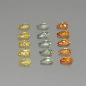3.20天然多色蓝宝石，梨形，4.9×3毫米，VVS-VS