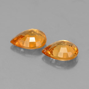 天然橙色蓝宝石，梨形，6.1×4.9毫米，VS