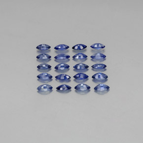 天然蓝宝石，马眼形，5×2.6毫米，VVS-VS
