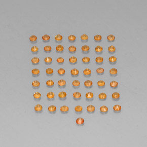 天然橙色蓝宝石，圆形切割，1.78毫米，VVS-VS