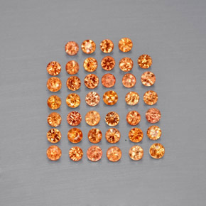 天然橙色蓝宝石，圆形切割，1.81毫米，VVS