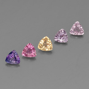 天然多色蓝宝石，三角形，4.2×4.1毫米，VVS-VS