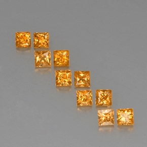 1.99天然橙色蓝宝石，方形，3×3毫米，VVS-VS