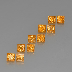 1.99天然橙色蓝宝石，方形，3×3毫米，VVS-VS