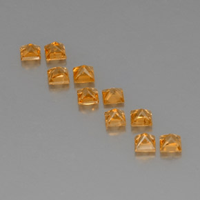 1.99天然橙色蓝宝石，方形，3×3毫米，VVS-VS