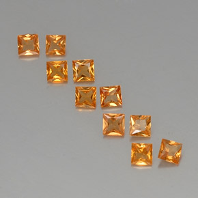 1.76天然橙色蓝宝石，方形，3.1×3毫米，VVS-VS