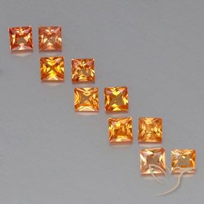 1.51天然橙色蓝宝石，方形，2.9×2.9毫米，VVS-VS