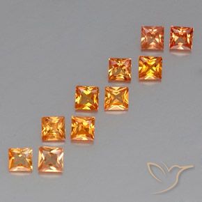 1.51天然橙色蓝宝石，方形，2.9×2.9毫米，VVS-VS