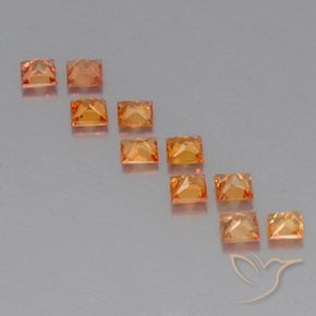 1.51天然橙色蓝宝石，方形，2.9×2.9毫米，VVS-VS
