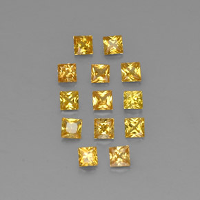 天然黄色蓝宝石，方形，2.8×2.8毫米，VVS-VS