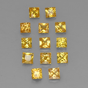 天然黄色蓝宝石，方形，2.8×2.8毫米，VVS-VS