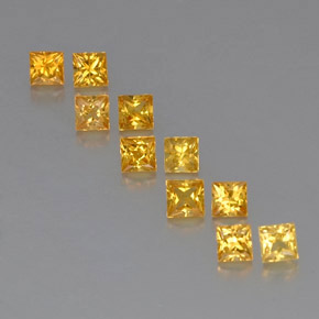 天然黄色蓝宝石，方形，3.2×3.2毫米，VVS-VS