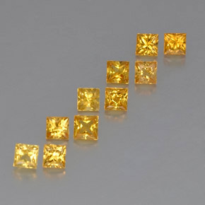 天然黄色蓝宝石，方形，3.2×3.2毫米，VVS-VS