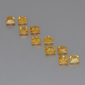 天然黄色蓝宝石，方形，3.2×3.2毫米，VVS-VS