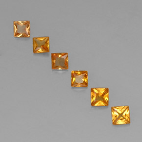 0.91天然橙色蓝宝石，方形，2.9×2.9毫米，VS