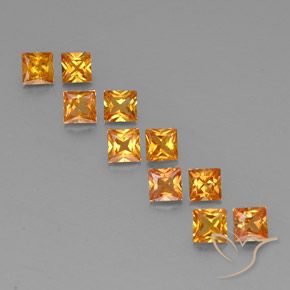 1.96天然橙色蓝宝石，方形，3.1×3毫米，VVS-VS
