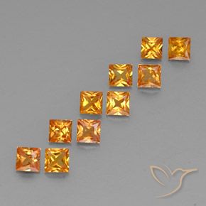 1.96天然橙色蓝宝石，方形，3.1×3毫米，VVS-VS