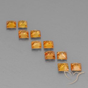 1.96天然橙色蓝宝石，方形，3.1×3毫米，VVS-VS