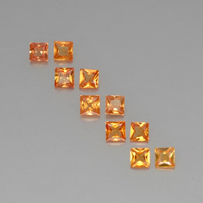 1.52天然橙色蓝宝石，方形，2.9×2.9毫米，VVS-VS