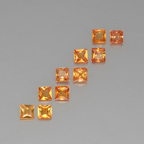 1.52天然橙色蓝宝石，方形，2.9×2.9毫米，VVS-VS