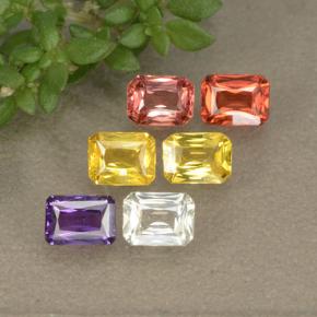 1.55天然多色蓝宝石，祖母绿式切割，4.1×3.1毫米，VS
