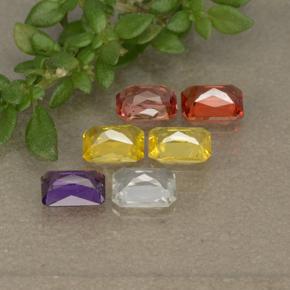 1.55天然多色蓝宝石，祖母绿式切割，4.1×3.1毫米，VS
