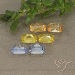 1.47天然多色蓝宝石，祖母绿式切割，4×3毫米，VS