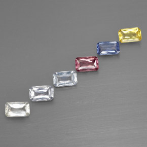 1.76天然多色蓝宝石，祖母绿式切割，4.9×3毫米，VS