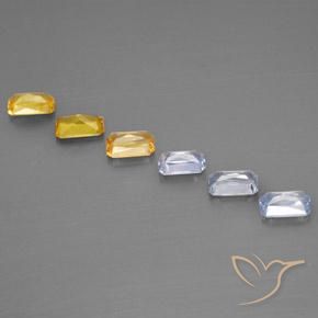 2.05天然多色蓝宝石，祖母绿式切割，4.9×3毫米，VS