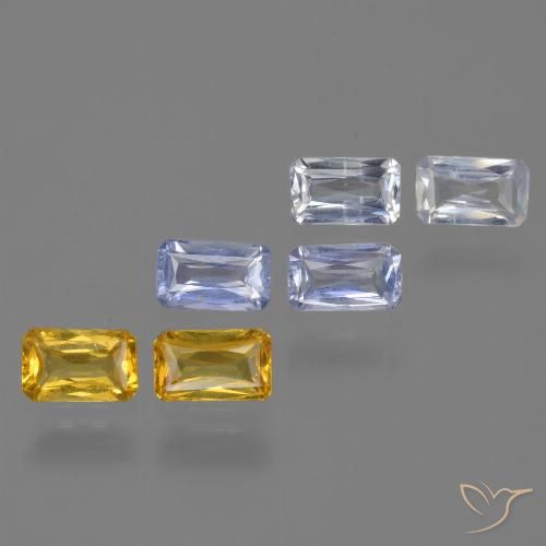 2.11天然多色蓝宝石，祖母绿式切割，5.1×3.1毫米，VS