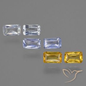 2.11天然多色蓝宝石，祖母绿式切割，5.1×3.1毫米，VS