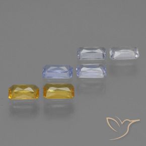 2.11天然多色蓝宝石，祖母绿式切割，5.1×3.1毫米，VS