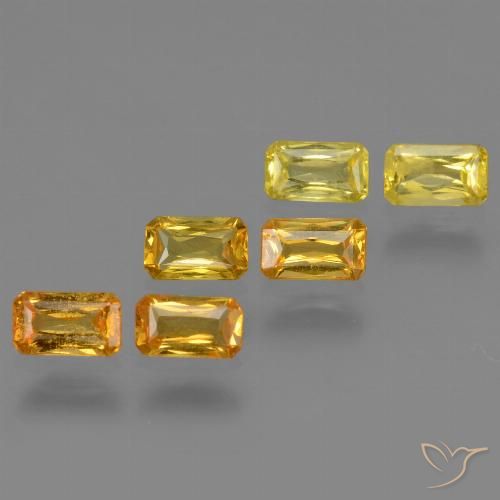1.86天然黄色蓝宝石，祖母绿式切割，4.9×2.9毫米，VS
