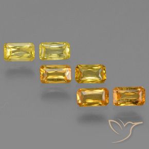 1.86天然黄色蓝宝石，祖母绿式切割，4.9×2.9毫米，VS