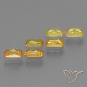 1.86天然黄色蓝宝石，祖母绿式切割，4.9×2.9毫米，VS