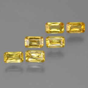 天然黄金色蓝宝石，祖母绿式切割，5×3毫米，VS