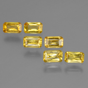 天然黄金色蓝宝石，祖母绿式切割，5×3毫米，VS