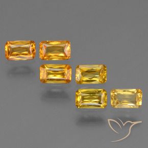 1.95天然黄色蓝宝石，祖母绿式切割，4.9×3毫米，VS