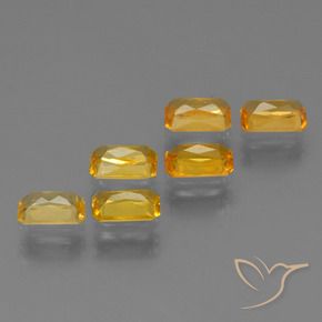 1.95天然黄色蓝宝石，祖母绿式切割，4.9×3毫米，VS